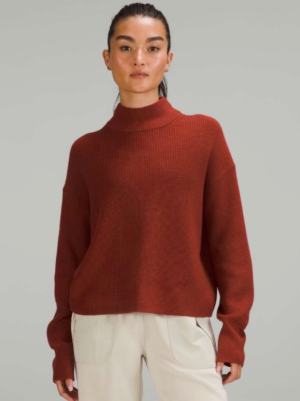 Lululemon Merino Wool-Blended Ribbed Turtleneck Sweater size 10